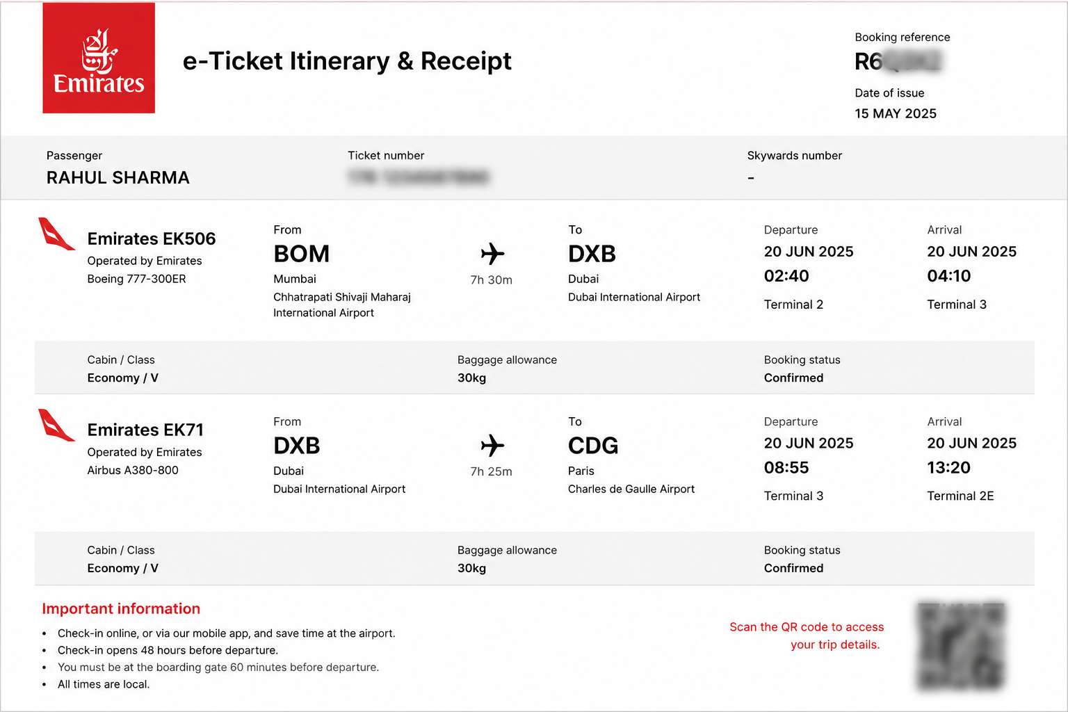 Verifiable Flight Booking E-Ticket